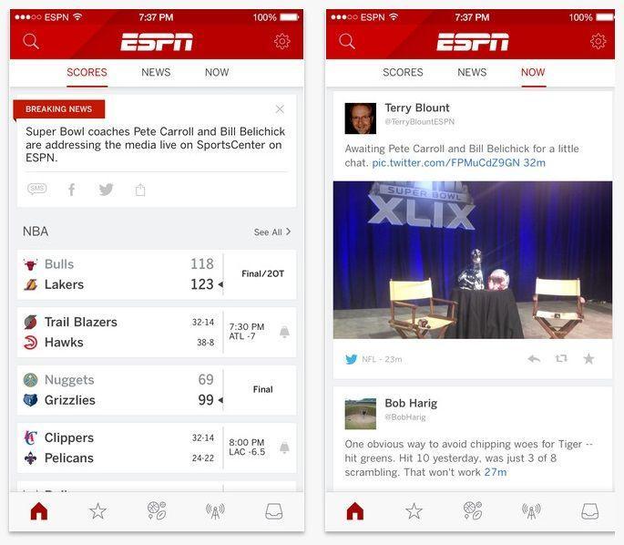 ESPN Updates Its Flagship News App for iOS | MyRatePlan